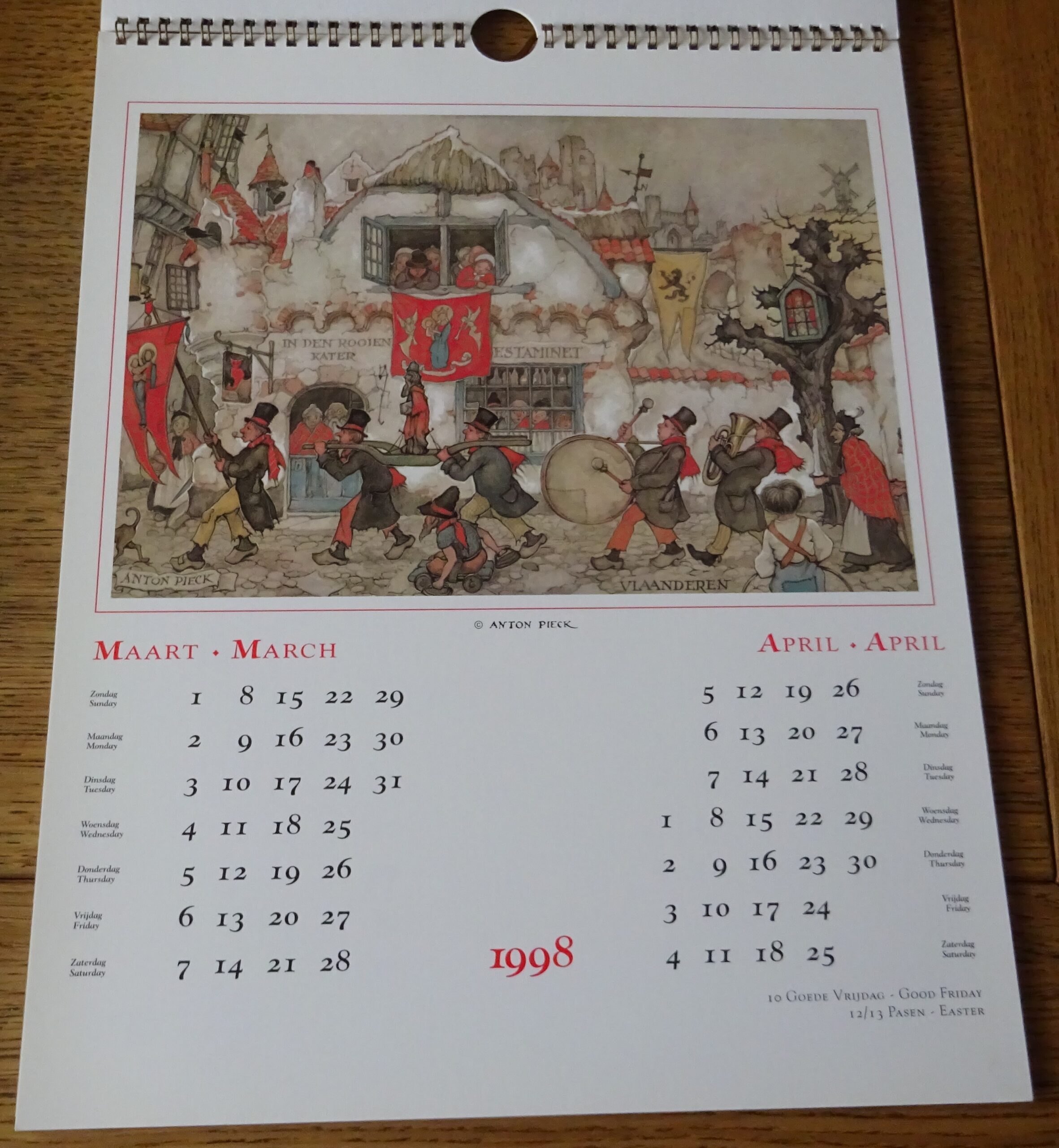 Anton Pieck – Tweemaandelijkse kalender – 1998 – Boekenwurm